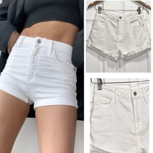 Aritzia TNA Shorts White Denim Jean Rolled Cuff Size 26